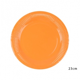彩色紙盤直徑23cm-橙色